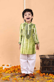 Green Mirror Tie-Dye Kurta Set